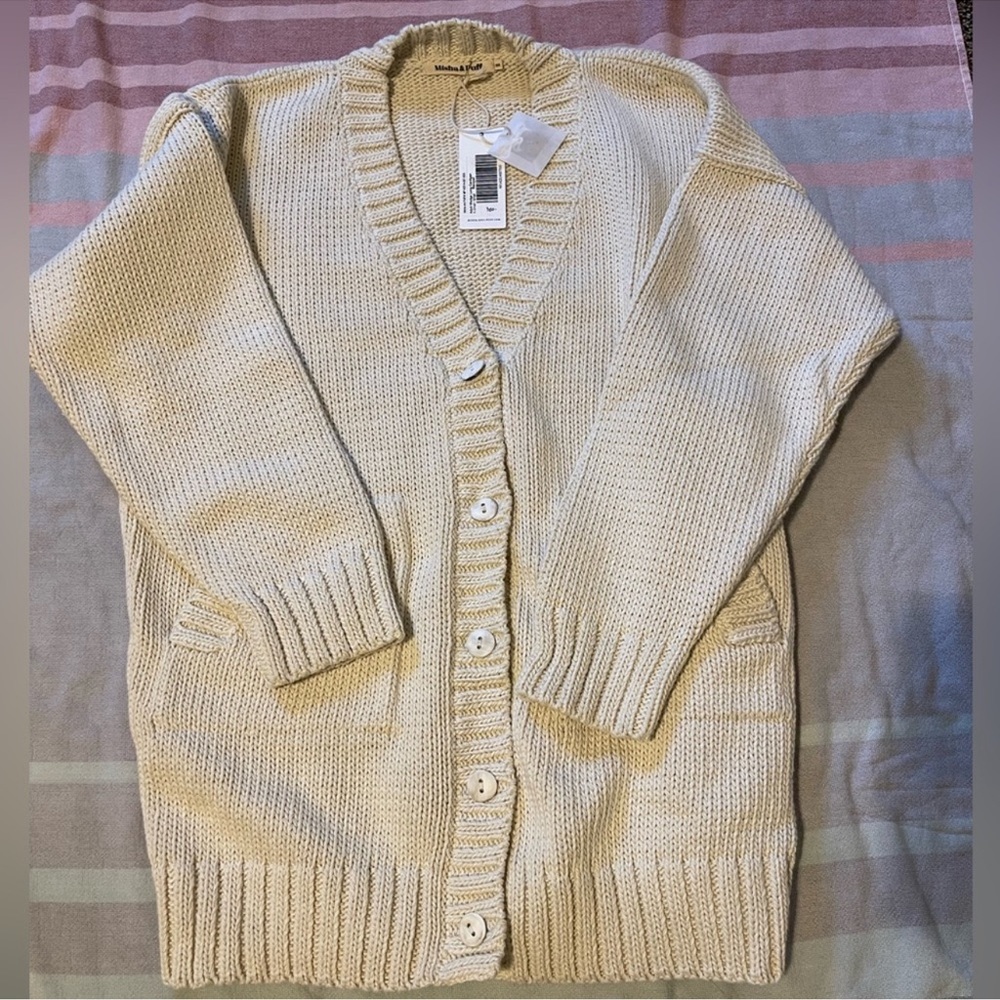 Misha puff long cotton cardigan XS/S EUC